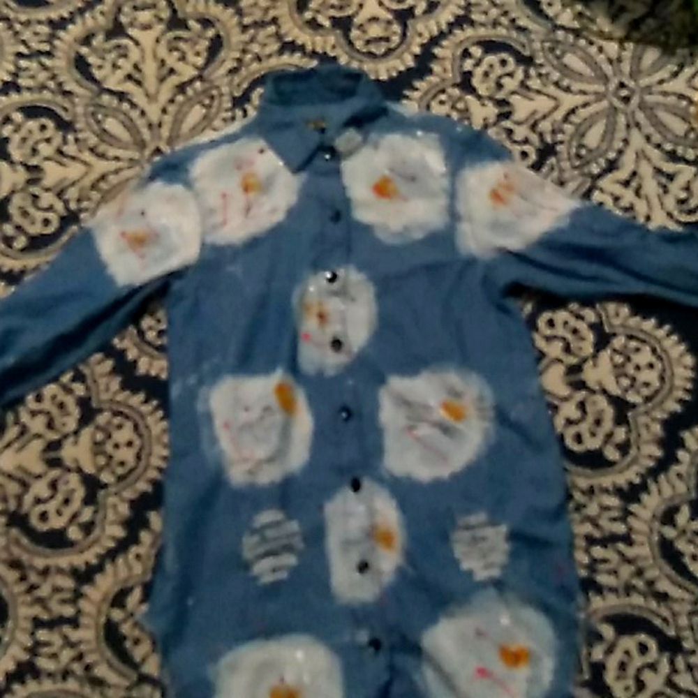 A denim shirt dress